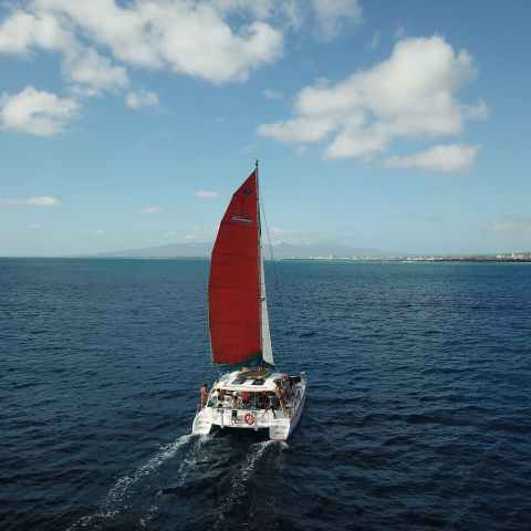 a small boat in a large body of water