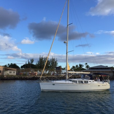 a small boat in a large body of water