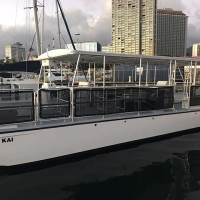 a boat is docked in a harbor