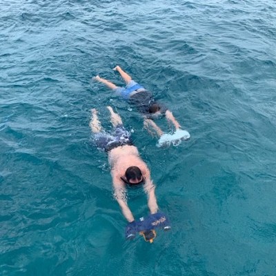 a person swimming in the water