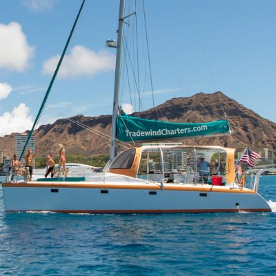 a small boat in a large body of water