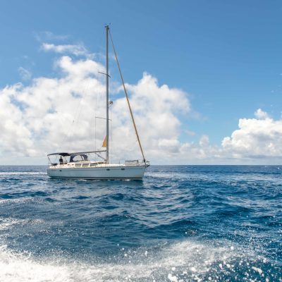 a small boat in a body of water