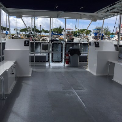 a boat sitting on top of a building